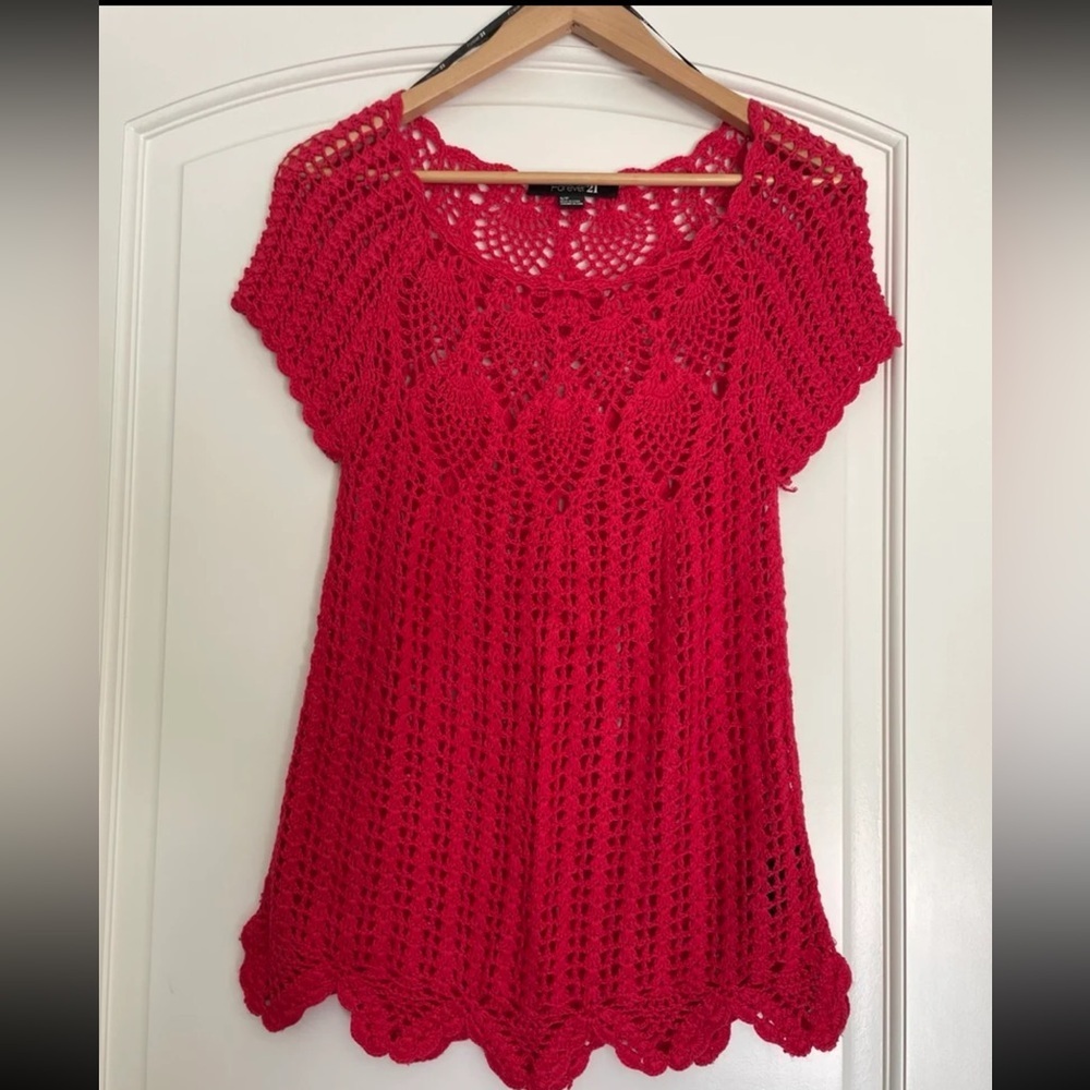 Forever 21 Vibrant Red Knit Top
